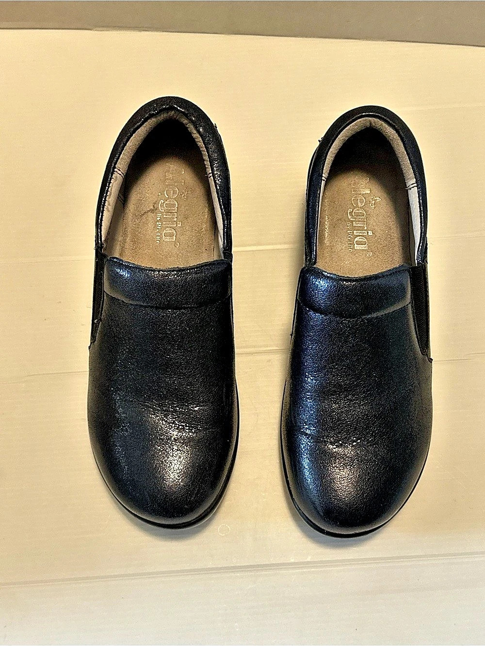 Alegria Navy Leather Wedge Shoes EU 38